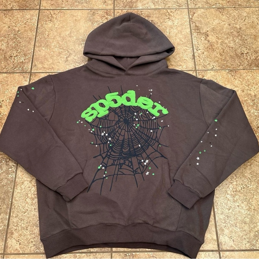 Sp5der Hoodie Graphic Brown Hoodie